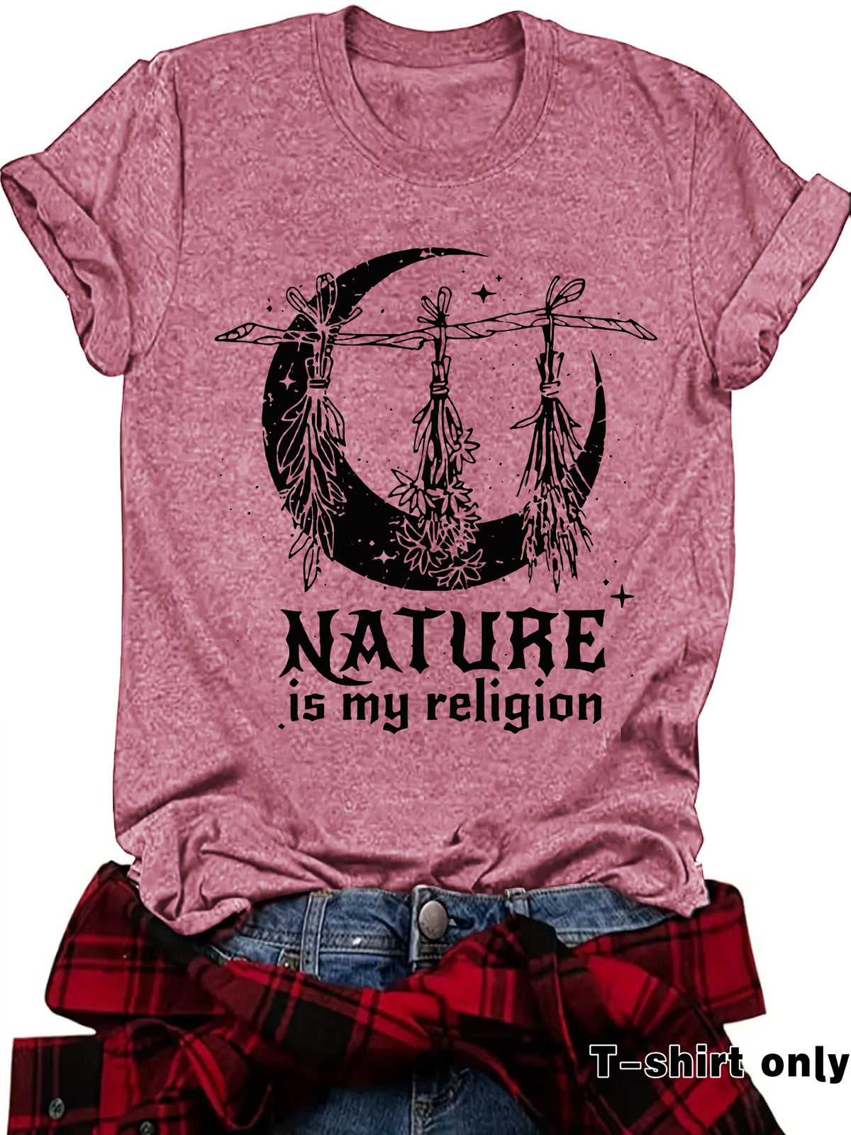 Witch print round neck short sleeved shirt
