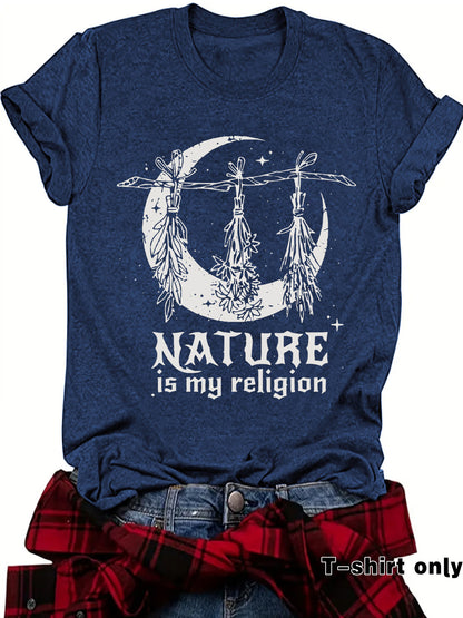 Witch print round neck short sleeved shirt