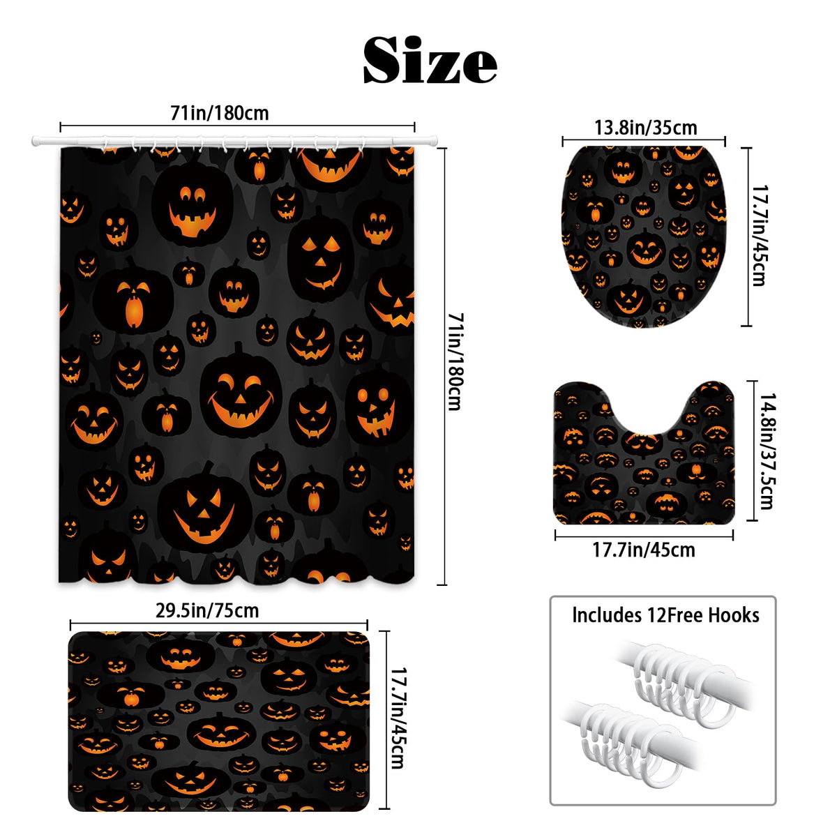 MEHOFOND Halloween Shower Curtain Set