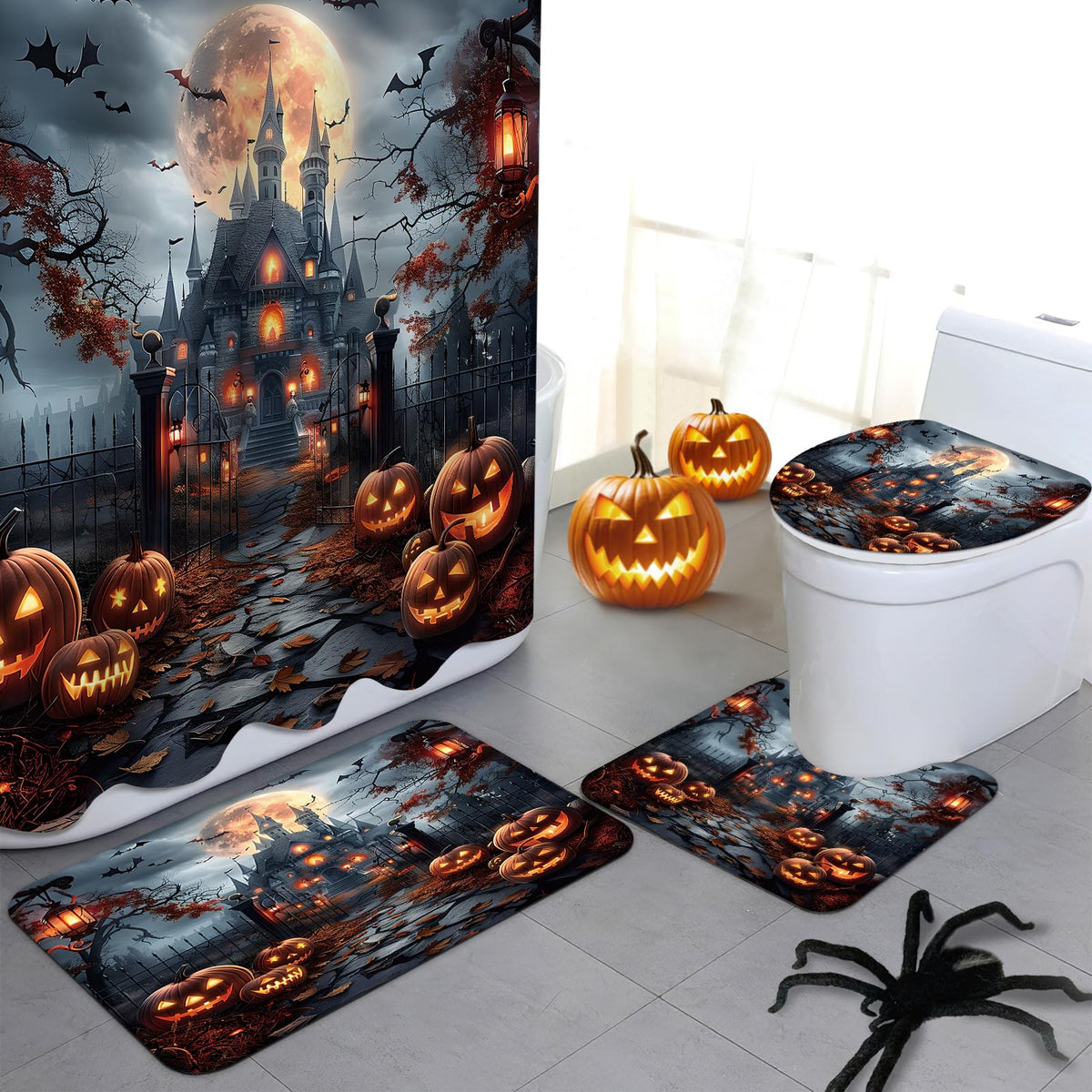 MEHOFOND Halloween Shower Curtain Set