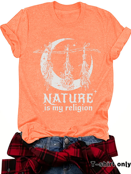 Witch print round neck short sleeved shirt