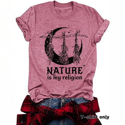 Witch print round neck short sleeved shirt
